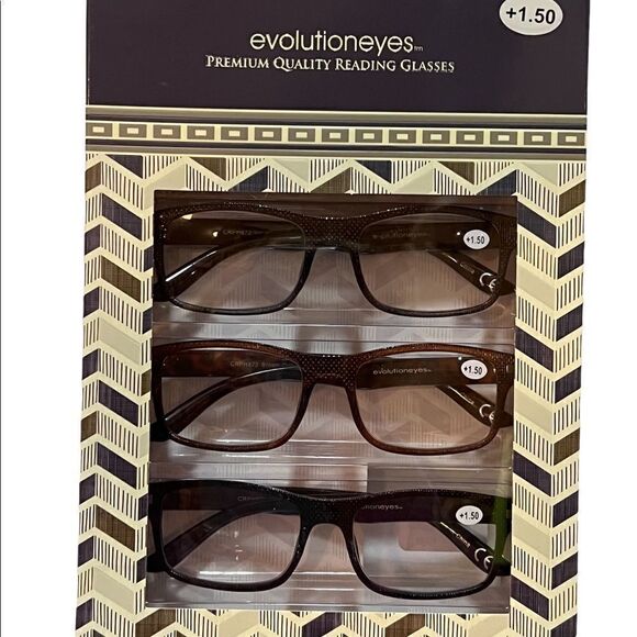 Evolution Eyes Men's Textured Set of 3 Pairs of Reading Glasses +1.50 Strength - Picture 1 of 3